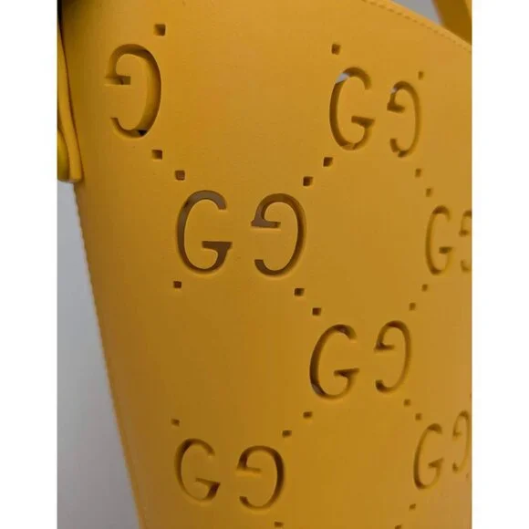Gucci Kids GG Supreme Perforated Bucket Bag Yellow 723051